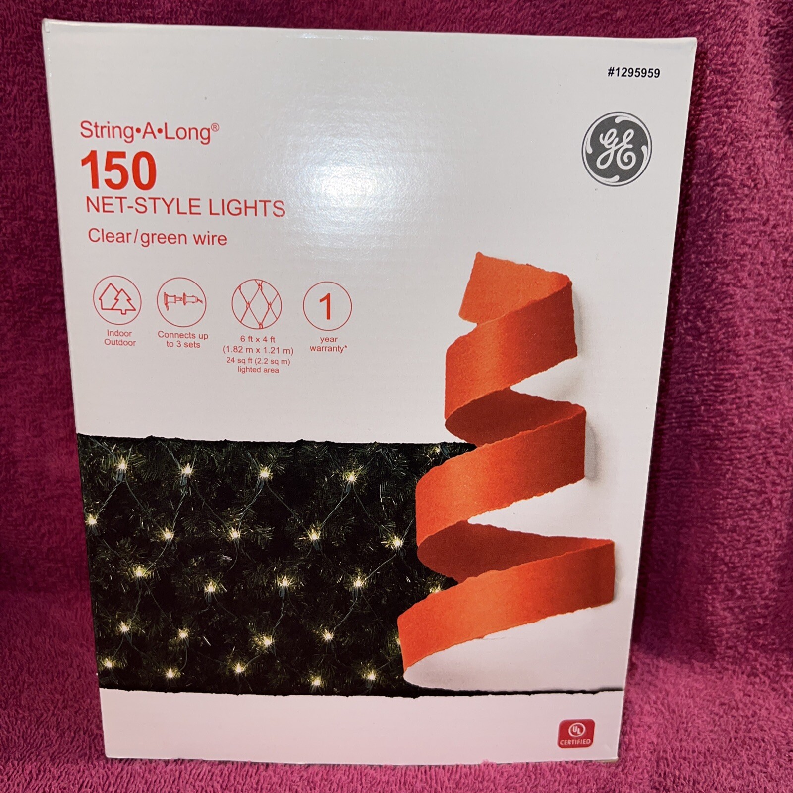 2 NEW GE String A Long 150 LED Clear White Net-Style Christmas Lights 4x6 Feet