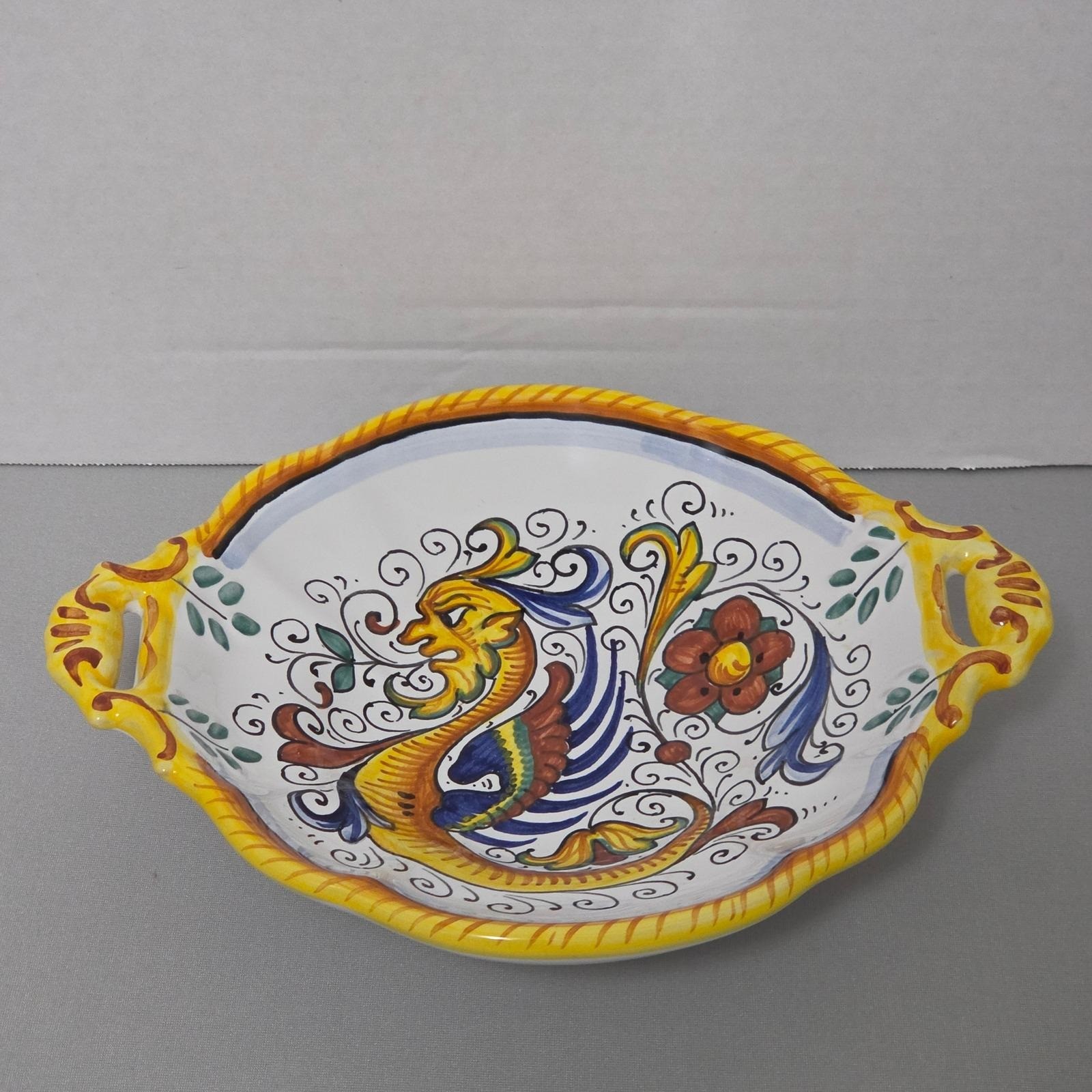 Italian Majolica Dragon Tray Raffaellesco Deruta Inspired Style HandPainted Read