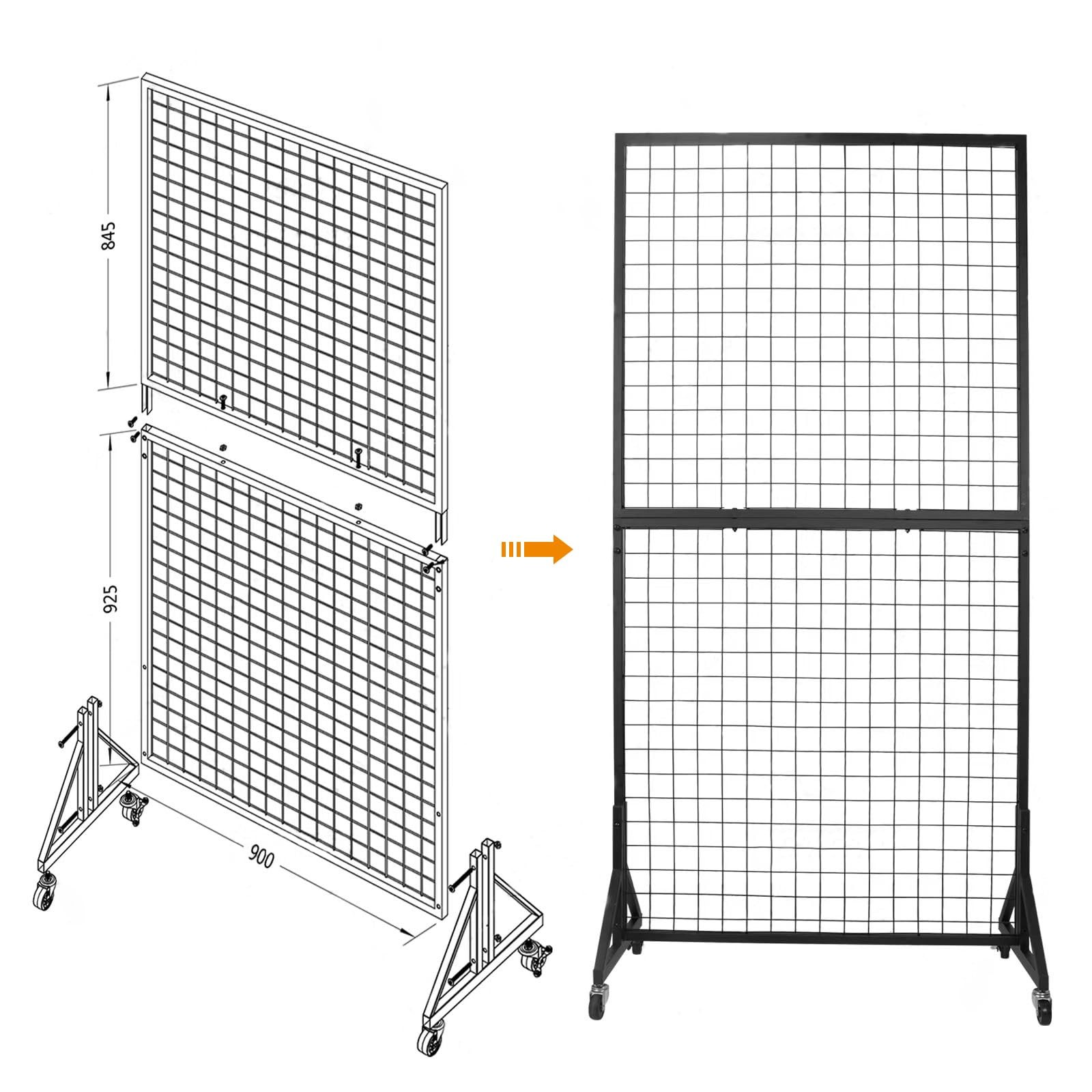 1 Pack 3'x 6' TwoDouble Gridwall Panel Display Racks with Sturdy TBase, Black...