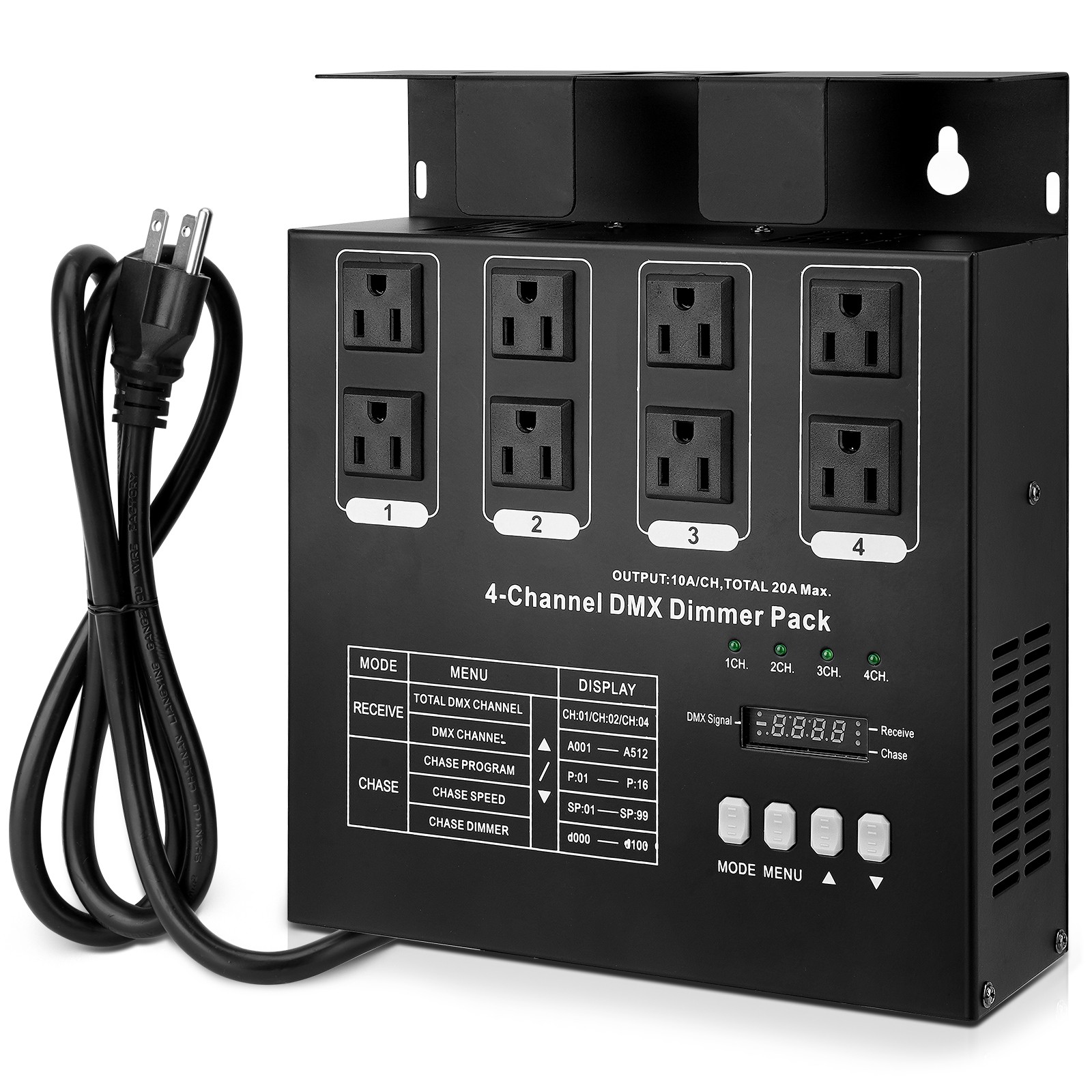 DMX 4-Channel Dimmer Pack w/DMX512 Protocol For High-Voltage Halogen LED Bulb