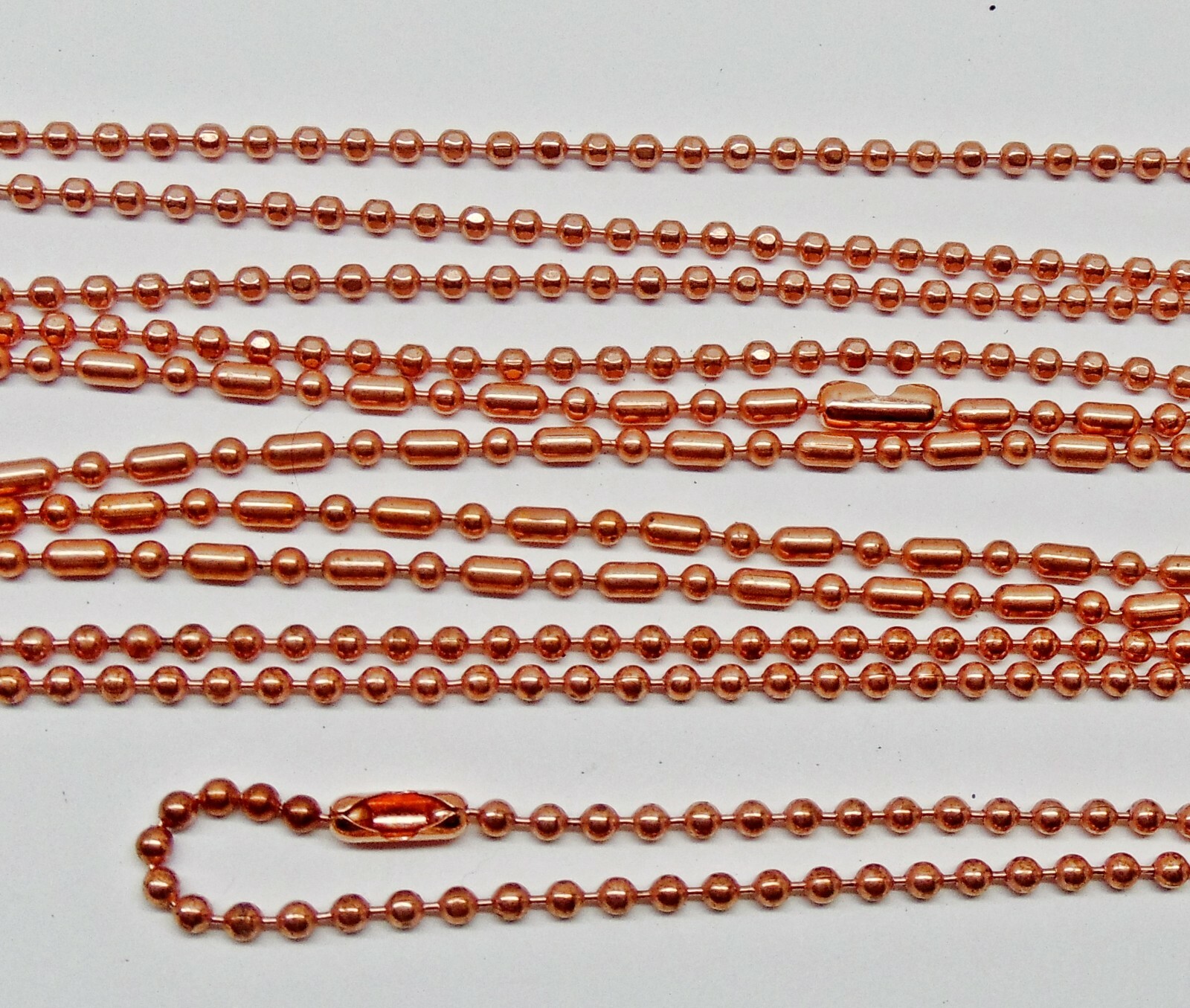 3 Solid COPPER Ball CHAIN 24" Necklaces~3 Styles Chain: Round, Faceted, Ball-Bar