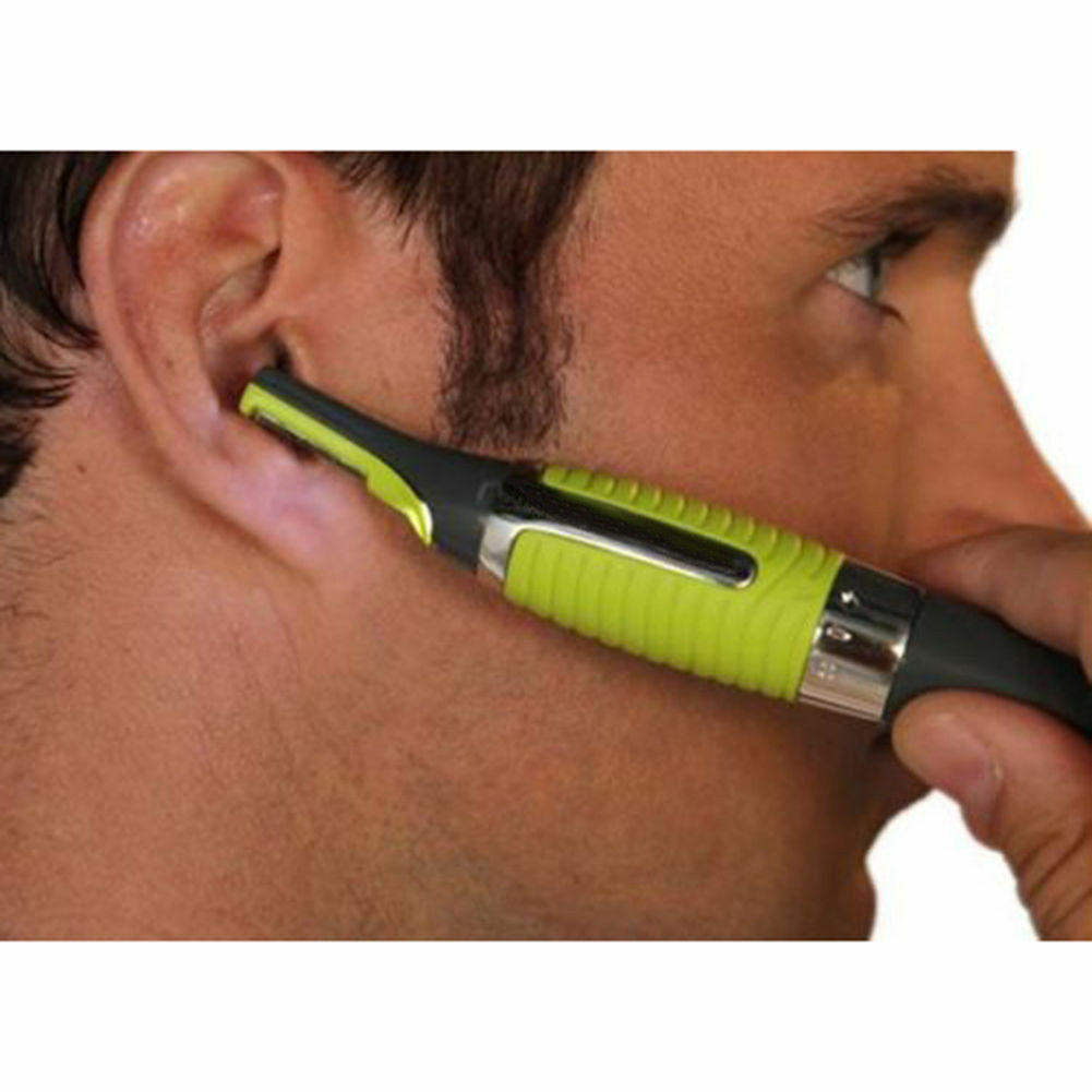 2PCS Men Nose Ear Face Neck Eyebrow Hair Mustache Beard Trimmer Shaver Clipper