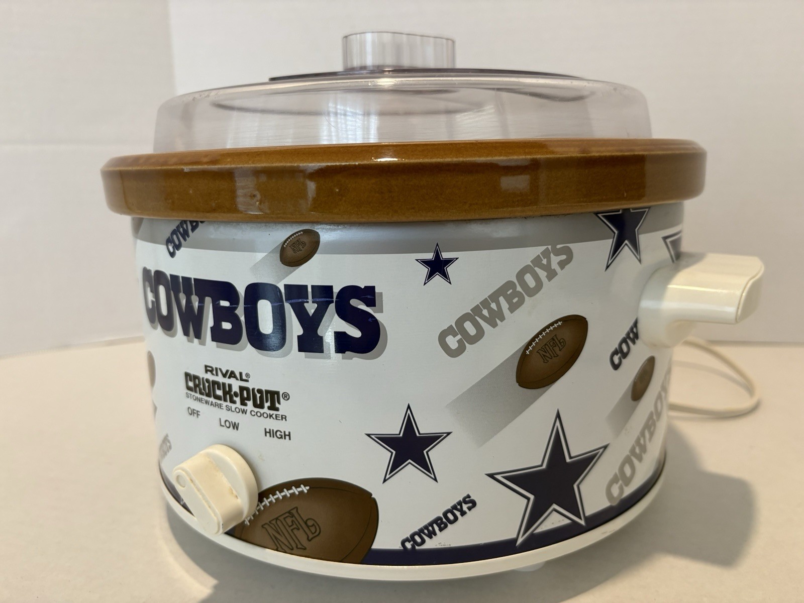 VINTAGE Rival Dallas Cowboys Slow Cooker Crockpot Stoneware 4qt