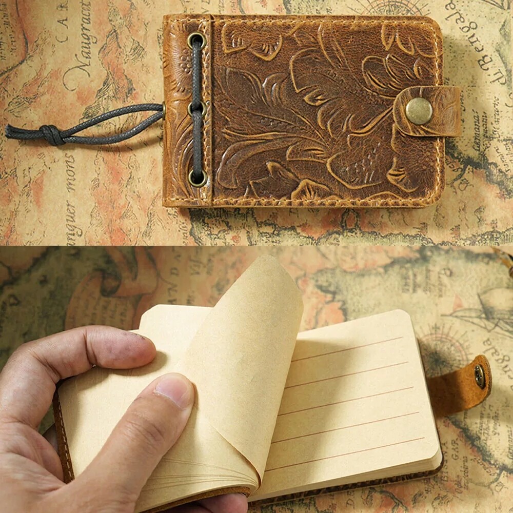 Handmade Vintage Leather Journal Notebook For Writing Portable Pocket Notebook