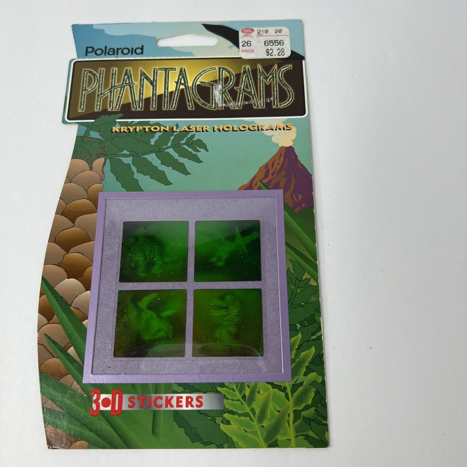 Polaroid Phantagrams 3D Stickers 3-D Dinosaurs Green Krypton Laser Holograms
