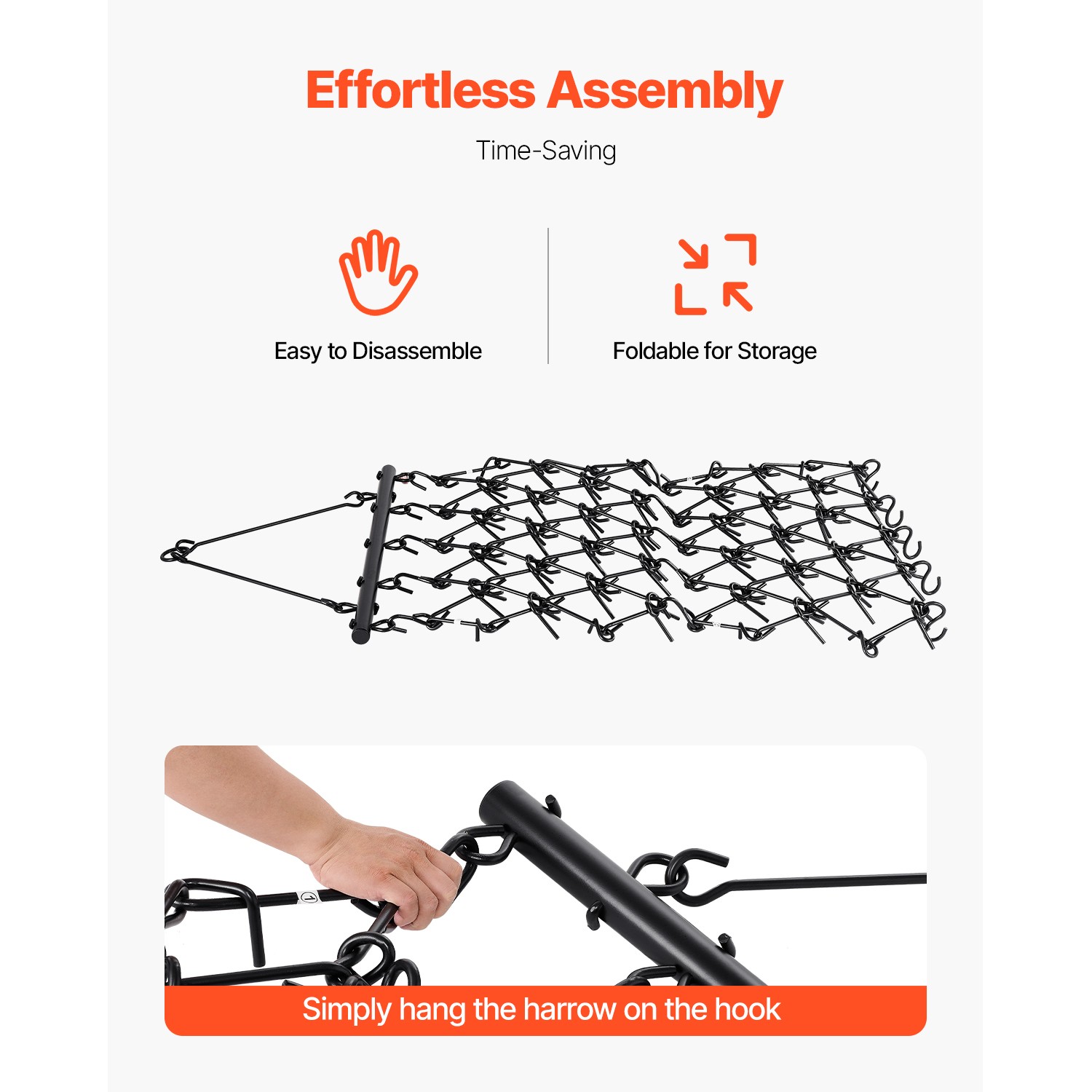 Drag Harrow 4 x 4 ft Chain Harrow ATV Lawn Rake for Landscape Leveling