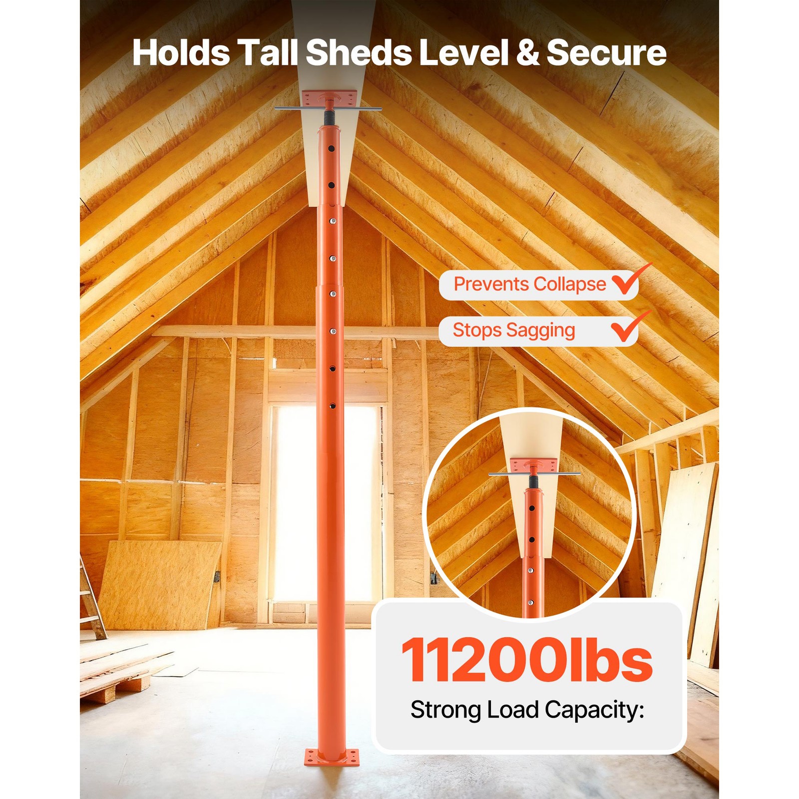 Uimoso Adjustable Floor Jack Posts for Leveling, 2PCS, Height Range 54-150 in