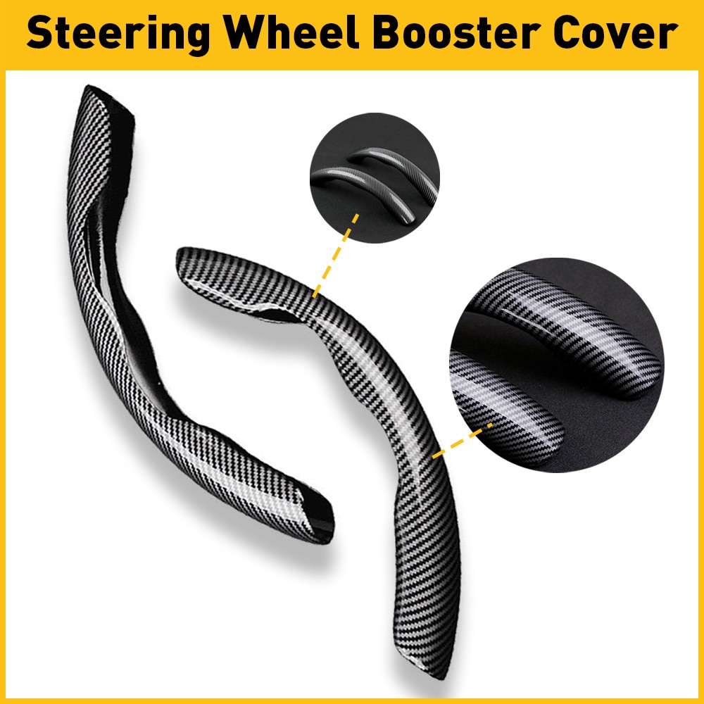 2x Carbon Fiber Universal Car Steering Wheel Booster Cover Non-Slip Accessories