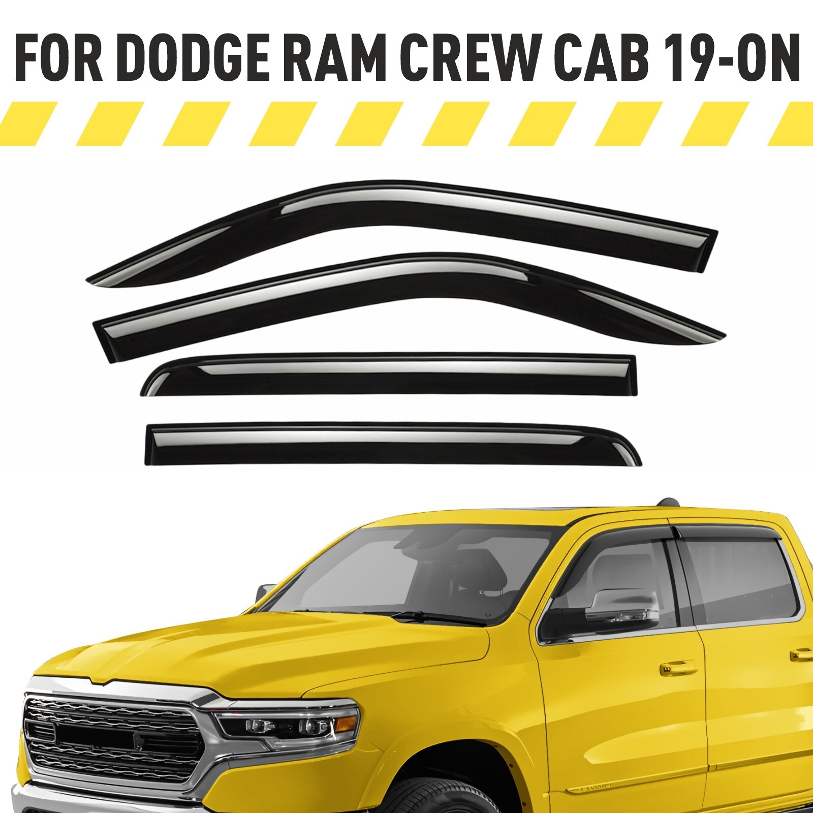 Rain Guards Vent Visors Shade for 2019-2026 Dodge Ram Crew Cab
