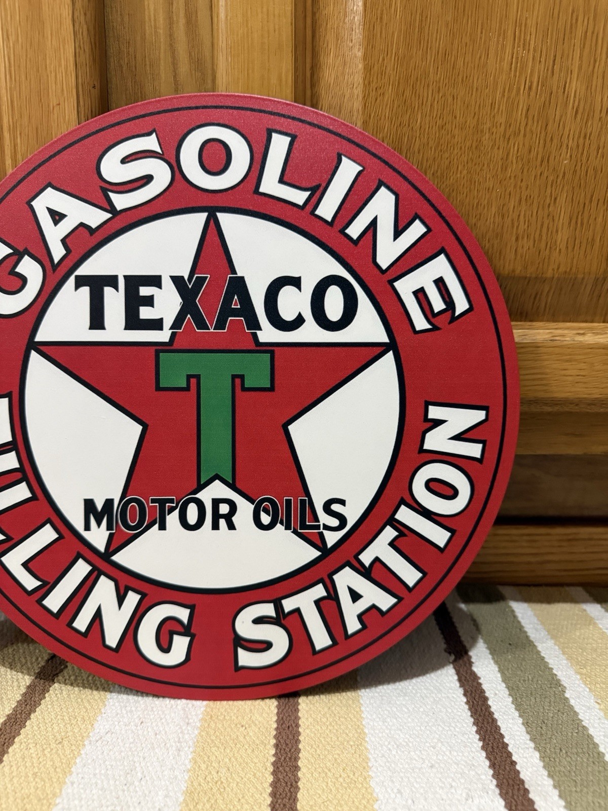 Texaco Gas Filling Station Flange Sign Double Sided Vintage Style Wall Decor