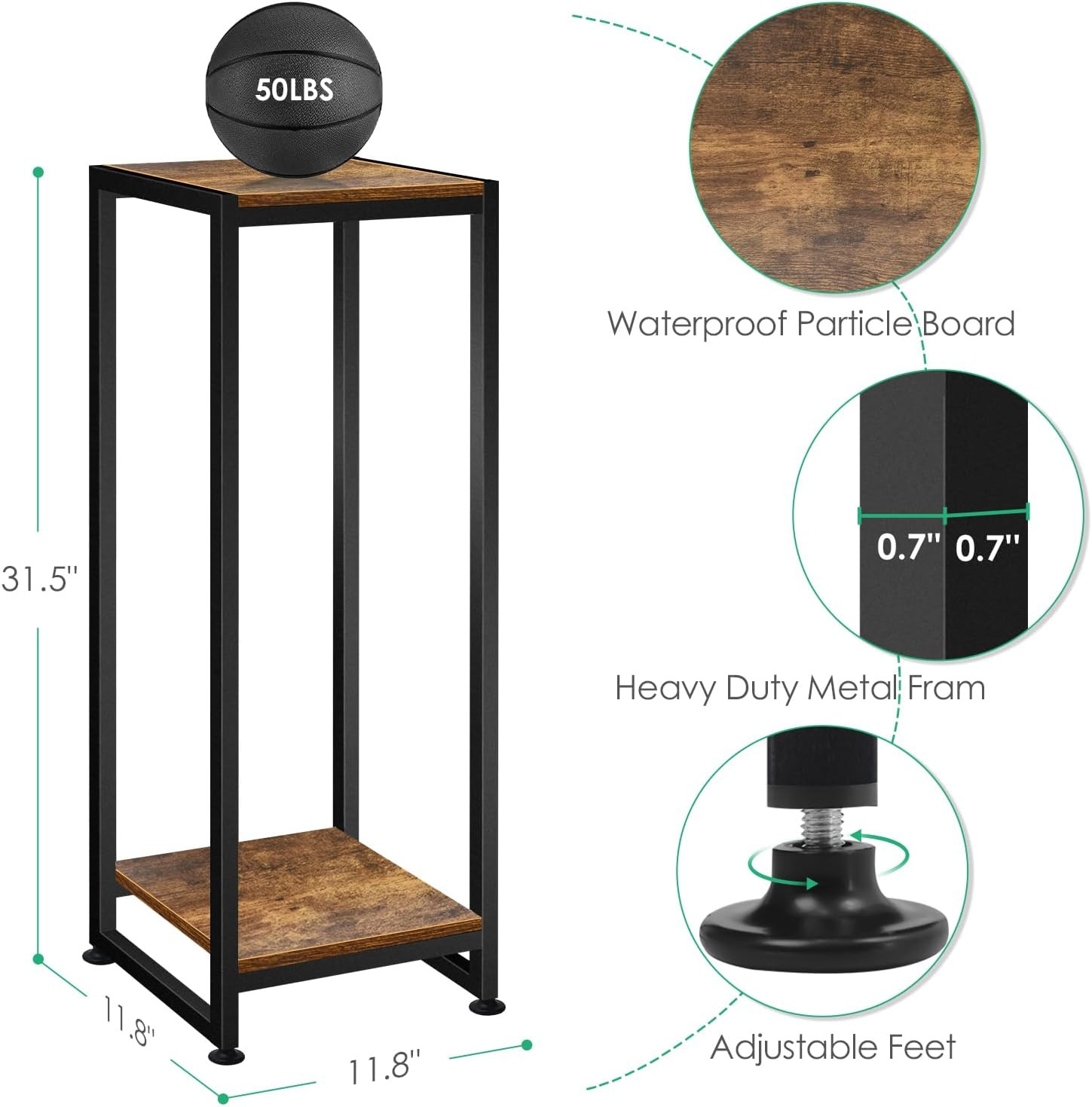 Plant Stand Indoor, 31.5'' Tall Wood Plant Stands Heavy Duty Pedestal Stand for