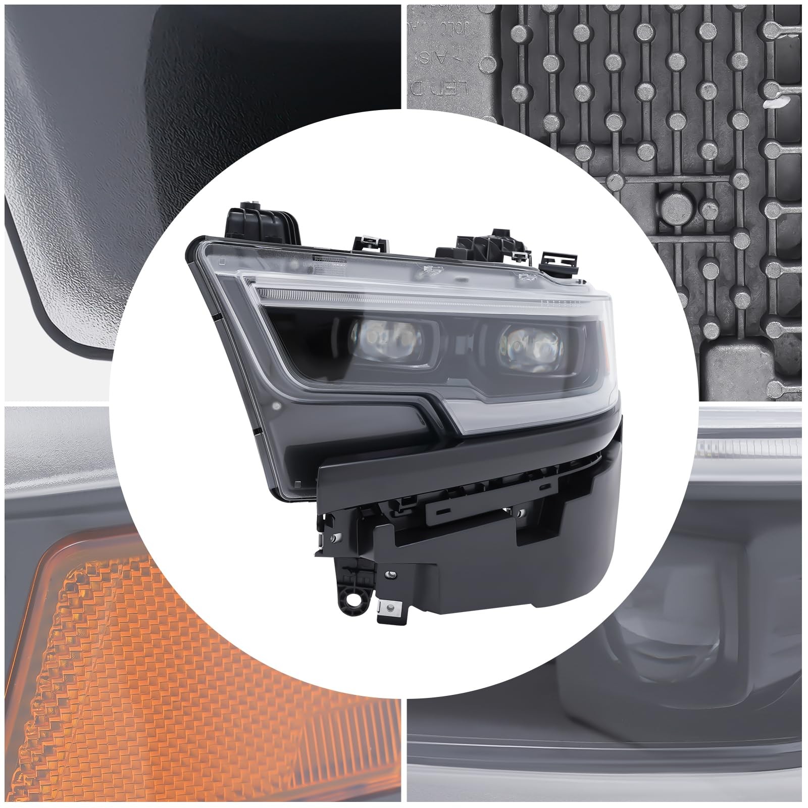 Front Headlight Assembly Only for 2019-2022Ram 1500 Laramie Longhorn Left Side