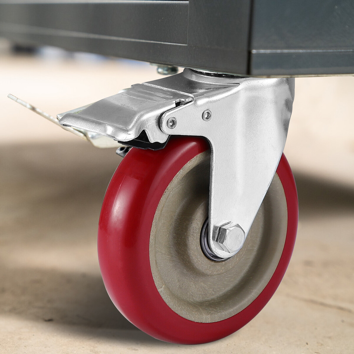 8 Pack Heavy Duty 4'' Caster Wheels Swivel Plate Polyurethane Wheels w/Brake US