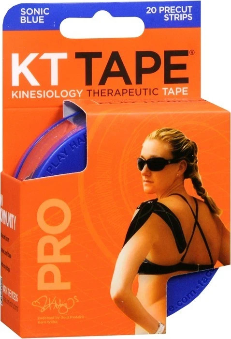 KT Tape Kinesiology Therapeutic Tape Pro Precut Strips Sonic Blue 20 EA