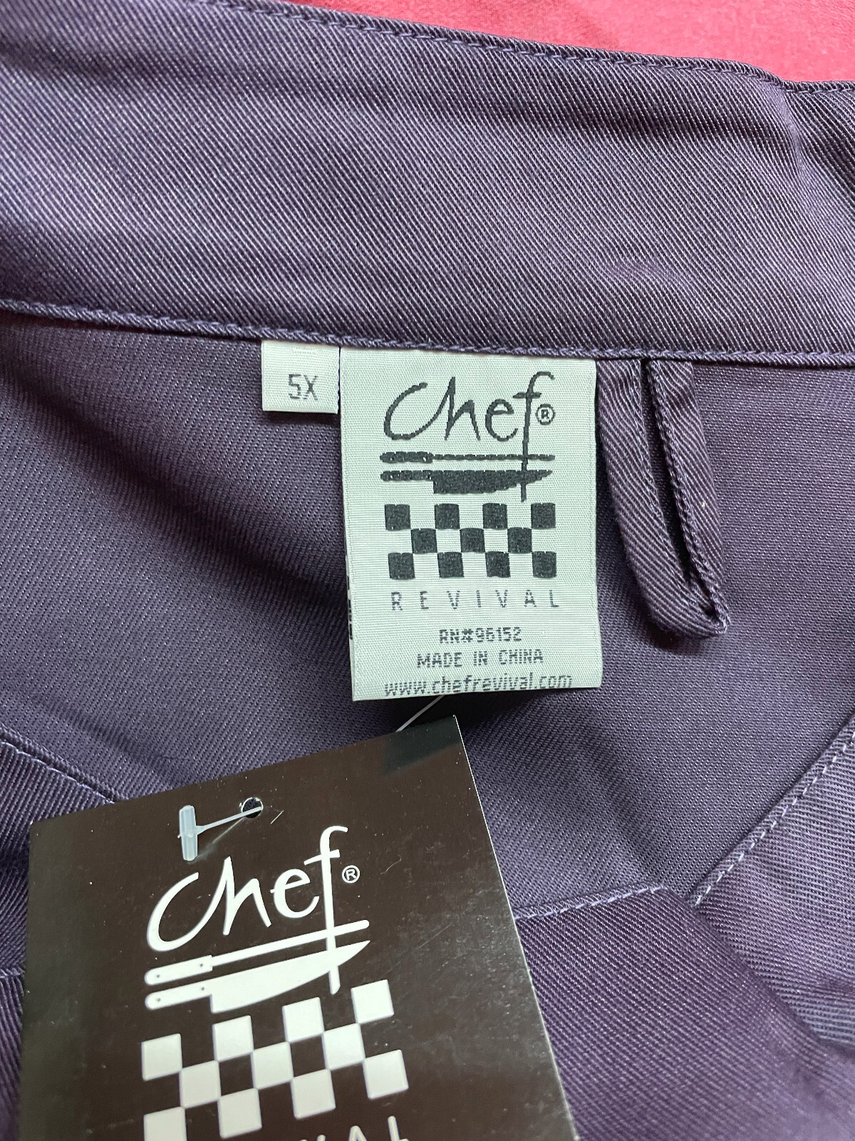 NEW Chef Revival Chef Jacket with Snap Buttons, Eggplant- size 5X