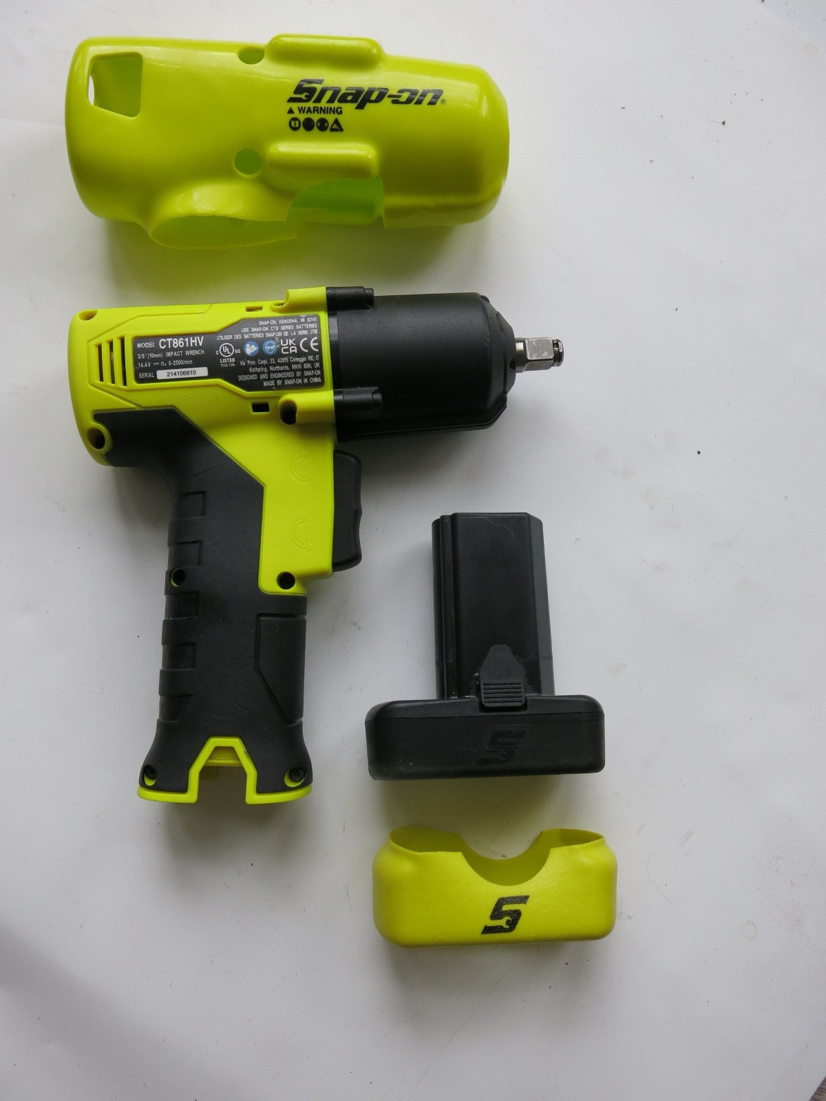 Snap-On CT861 Hi-Viz Impact Wrench 3/8" 14.4v Cordless Battery Charger Boots Set