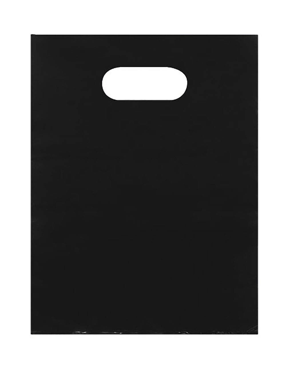 Plastic Bags 1000 Black Shopping Merchandise Die Cut Handles 9 x 12" Diecut