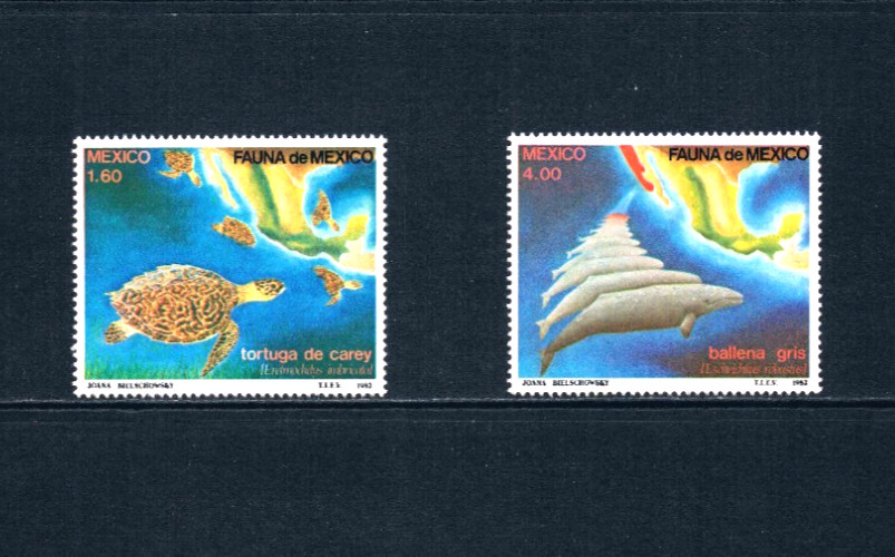 $3.50 Scott Value - 1982 MEXICO Whales Turtles Pacific Ocean CV MNH NH UMM