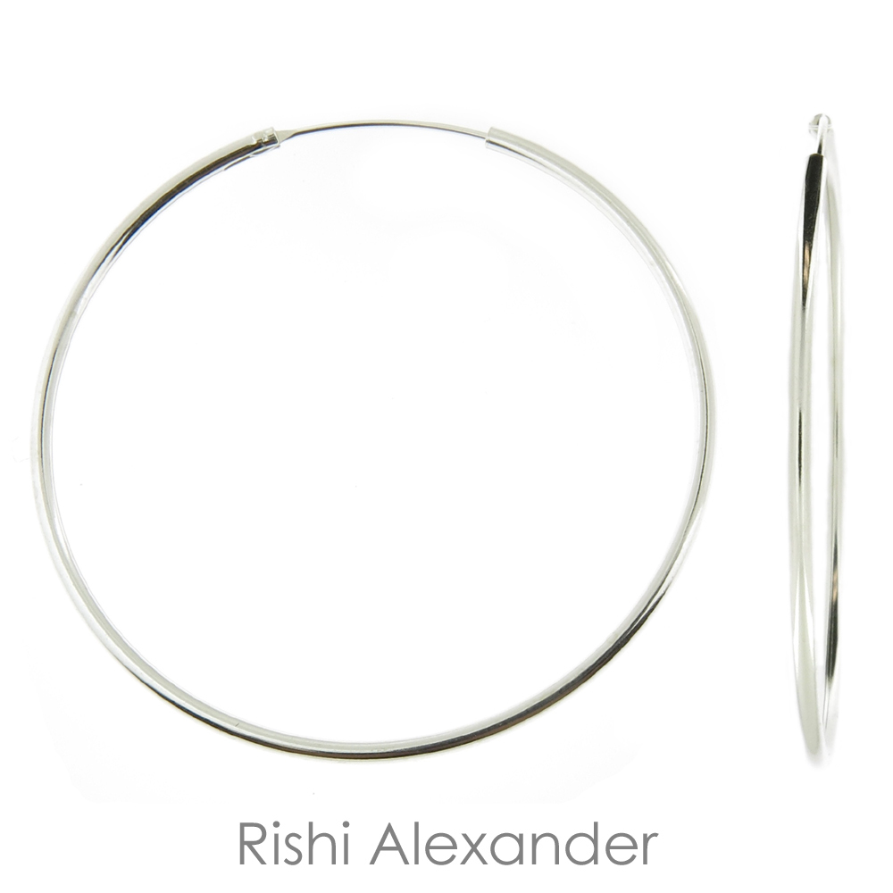 925 Sterling Silver 1.5mm Endless Hoop Earrings All Sizes