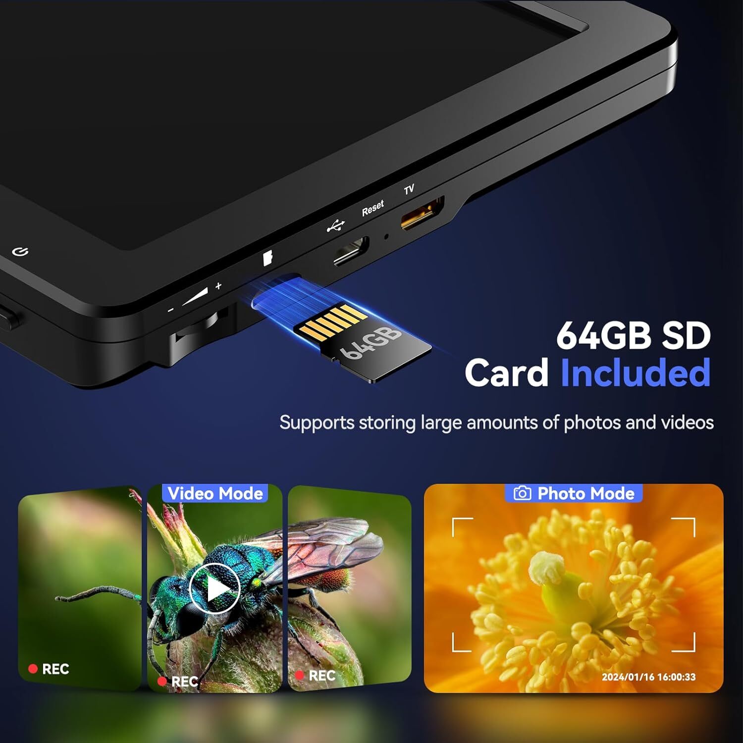 TOMLOV DM9 Max 10.1" HDMI Digital Microscope 5-1500X 20MP Coin Microscope 10 LED