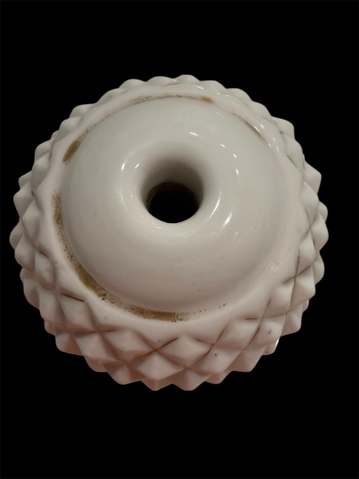 Victorian Milk Glass Inkwell With Gilding