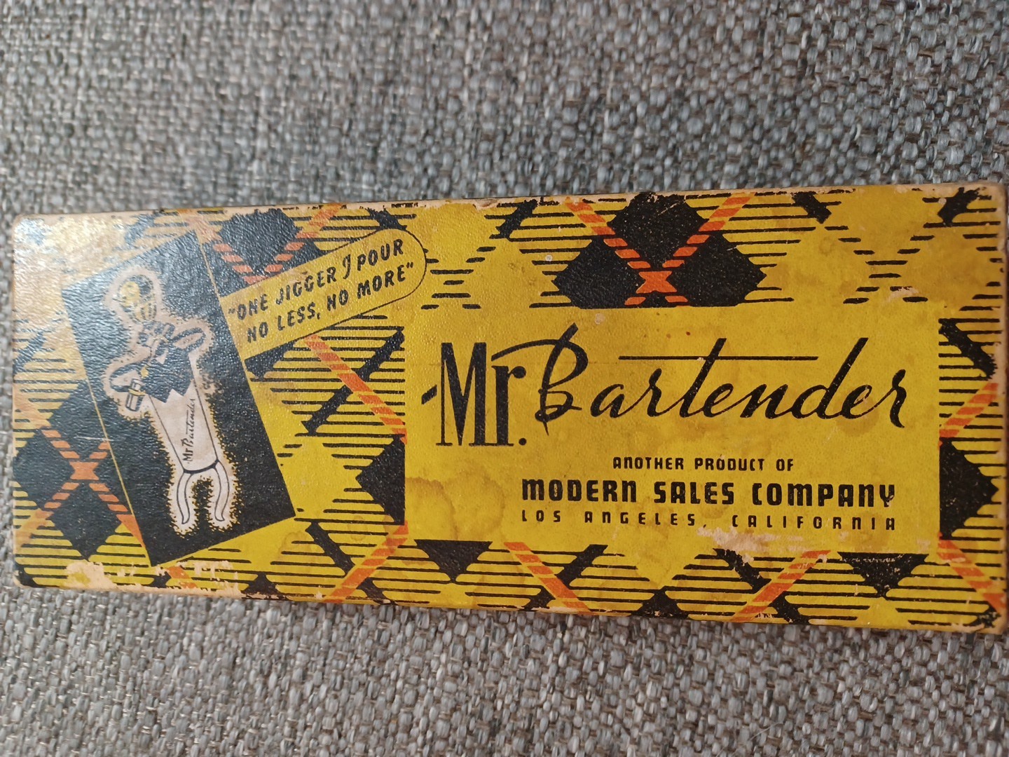 Vintage MCM 50’s Mr. Bartender Chrome Cocktail Jigger Bottle Top Server w/ Box