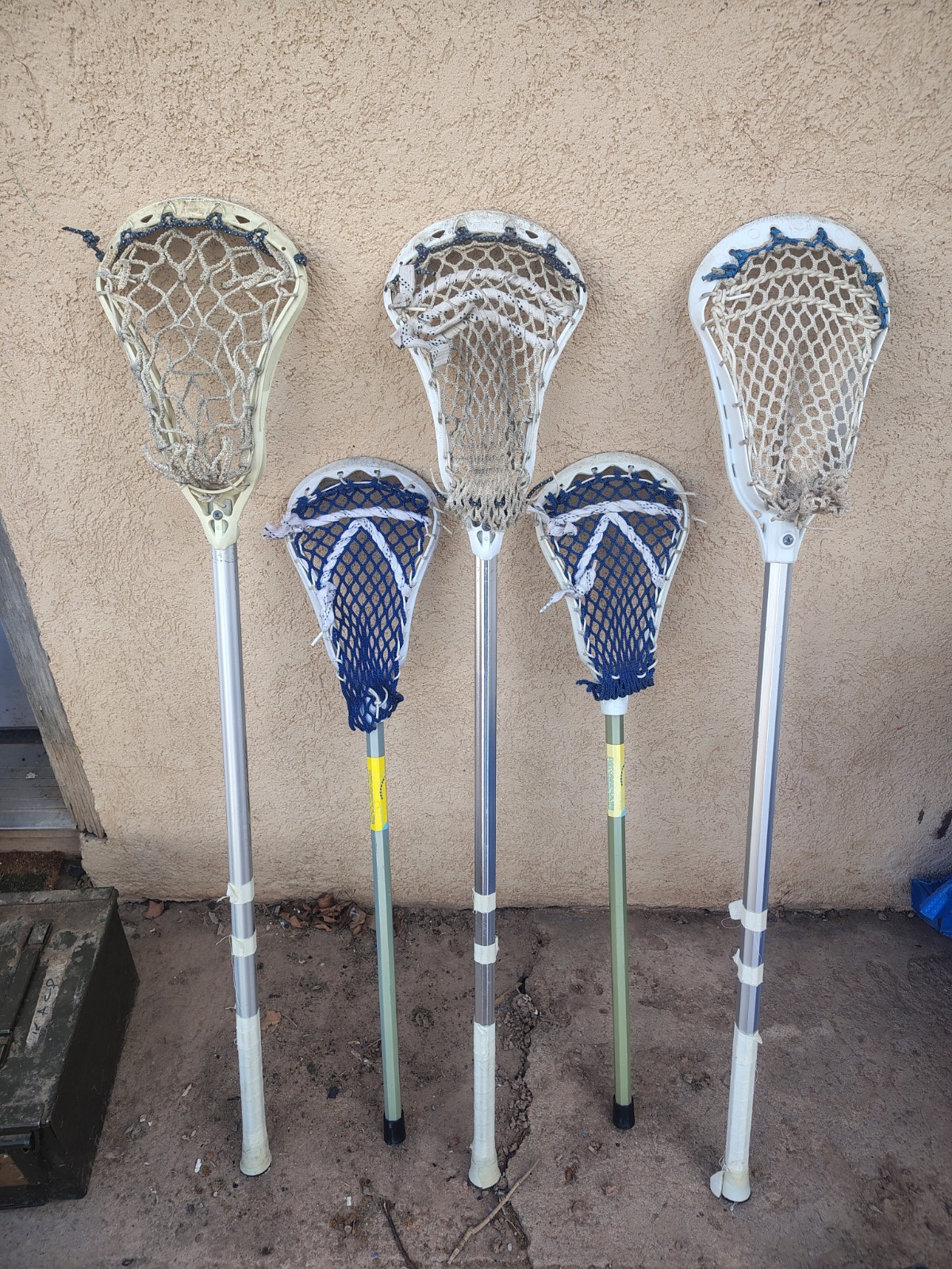 STX Lot of 5 Lacrosse Complete Sticks White Blue Silver Plastic Metal
