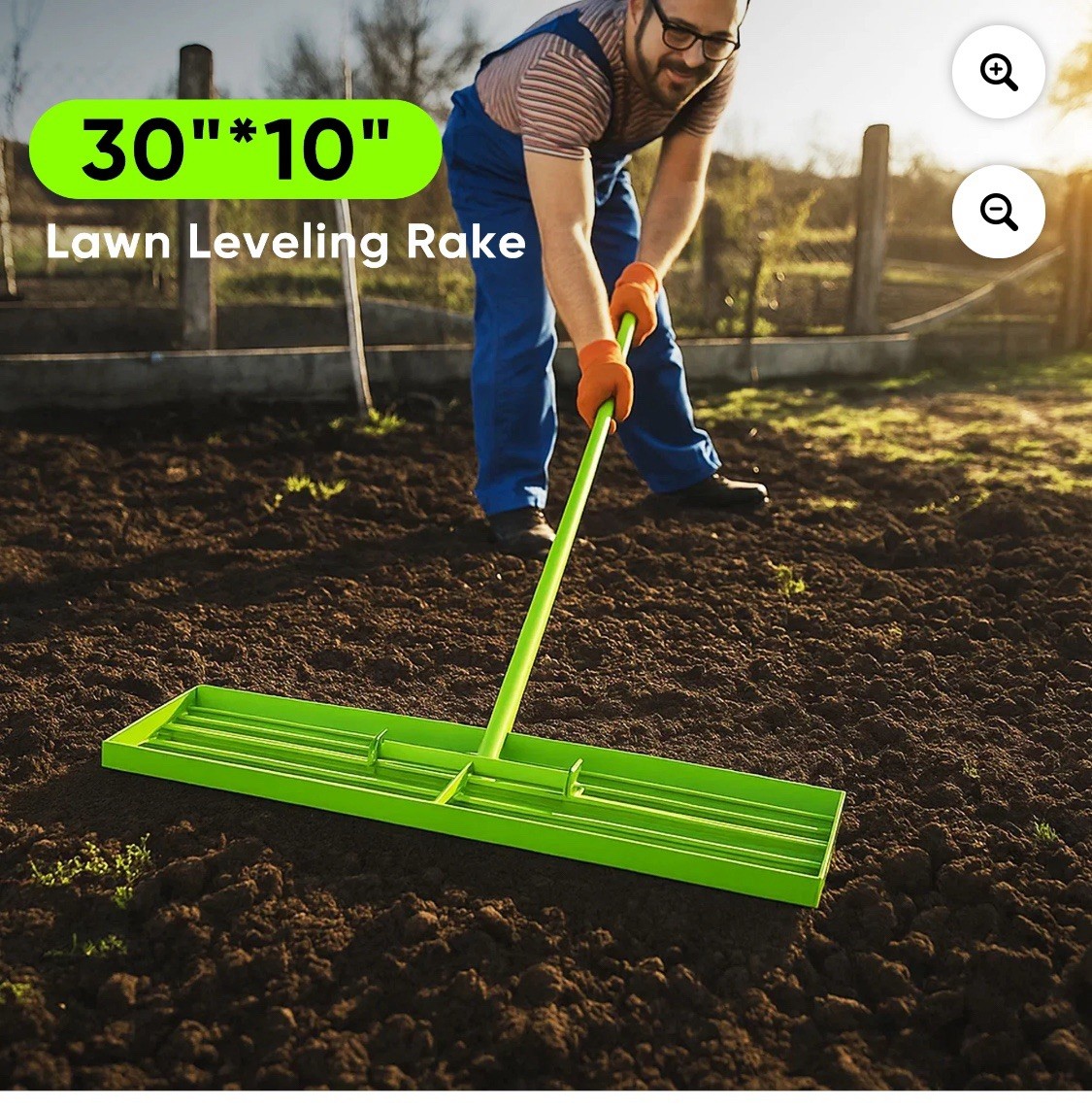 Steelite Lawn Leveling Rake 30"x10" Level Lawn Tool  72” Steel Extended Handle