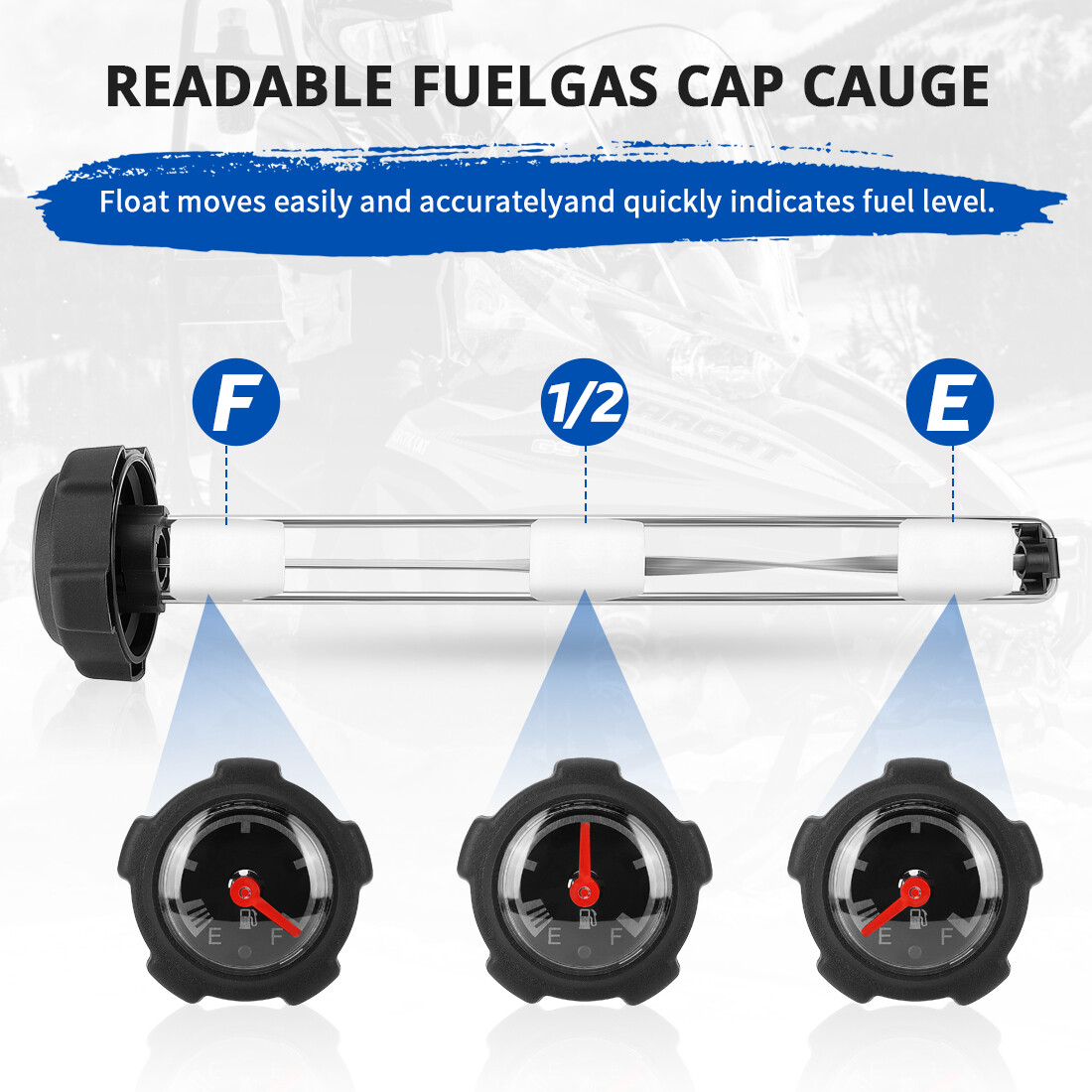 Fuel Gauge Gas Cap 0670-658 for Arctic Cat Snowmobile Panther Jag Powder Special