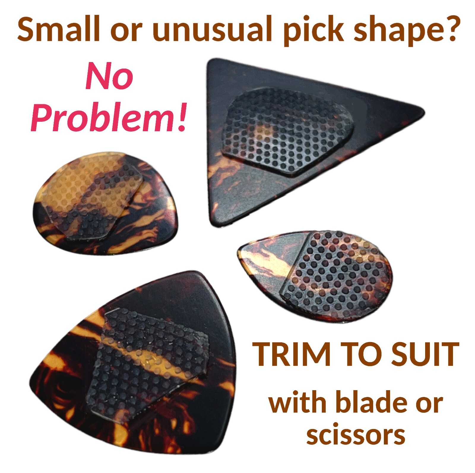 ChillinWell Guitar Pick Grips 16pc Grippy not Sticky Durable Reusable Stick-On