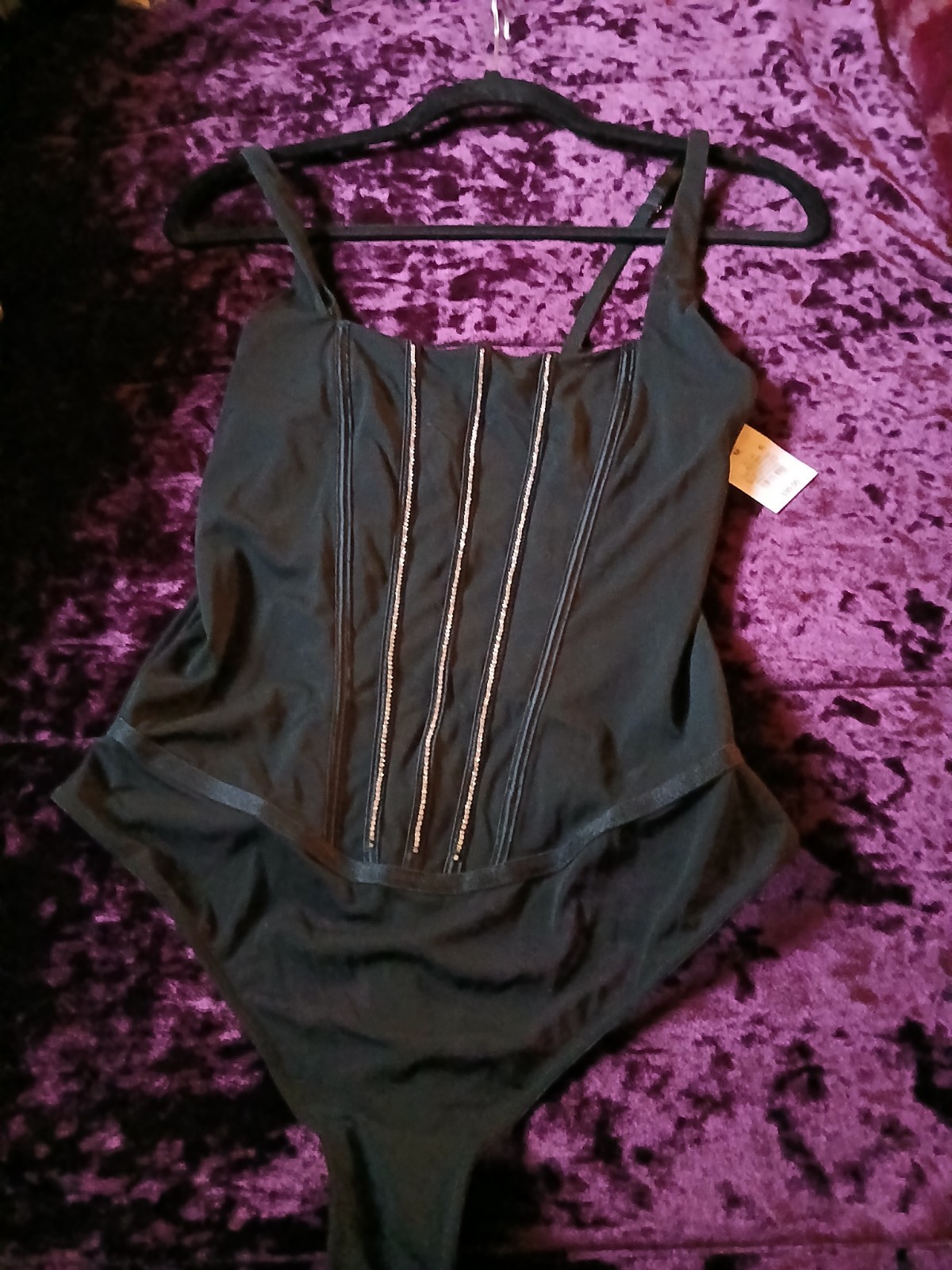 Auden Lingerie Bodysuit Teddy - Size:  Large Black Rhinestone