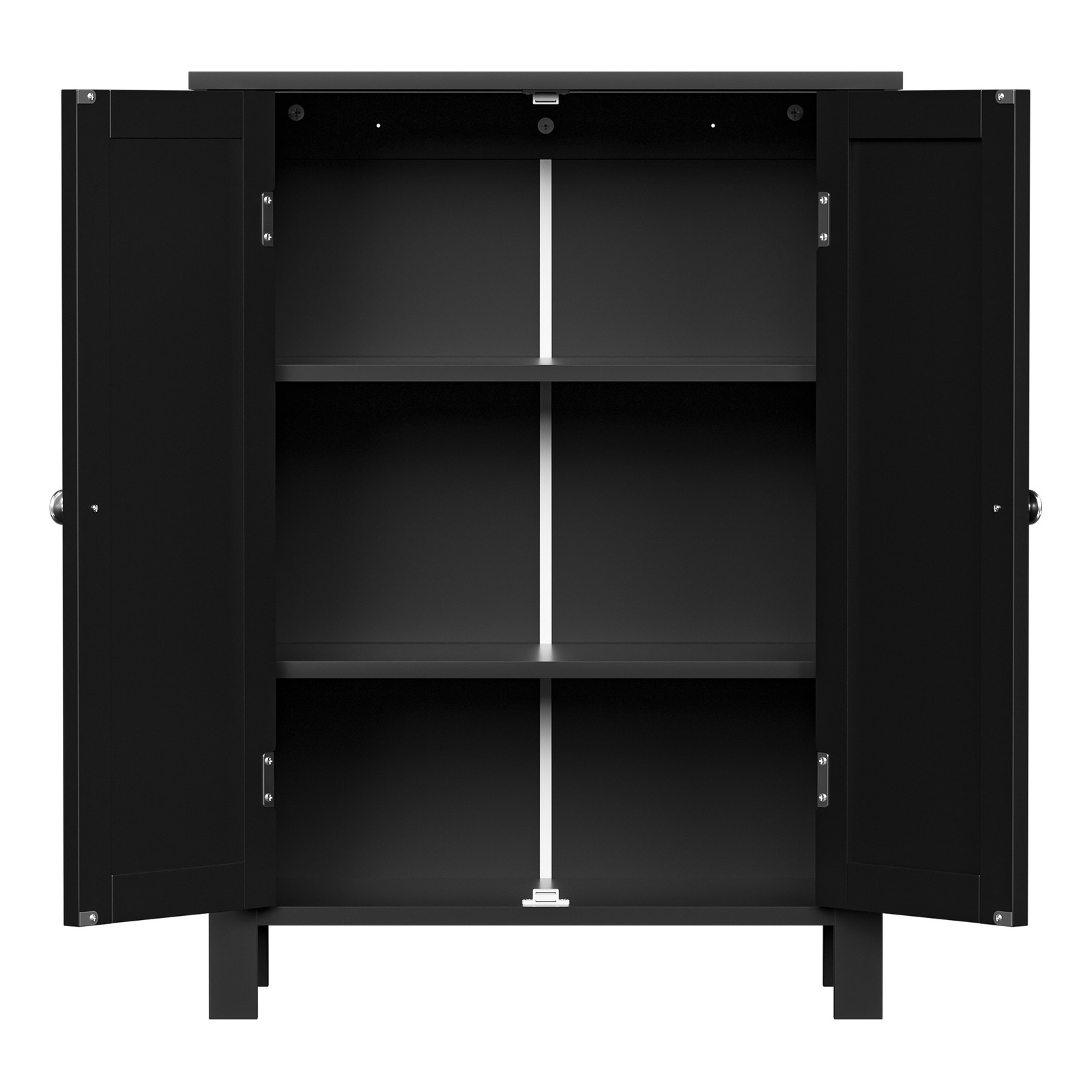 Bathroom Floor Storage Cabinet with Adjustable Shelf Double Door Organizer Black