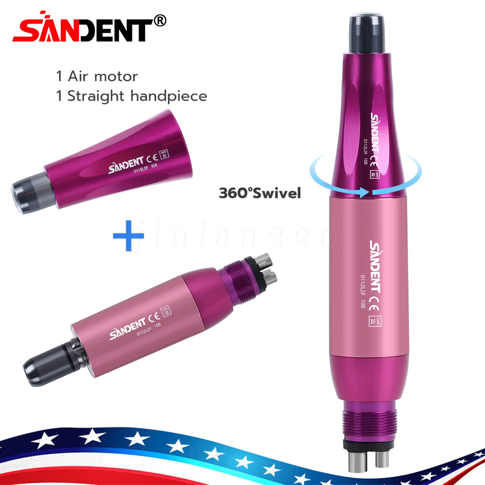 SANDENT Dental 4:1 Hygiene Prophy Handpiece 4Hole Air Motor Nose Cone 360°Swivel