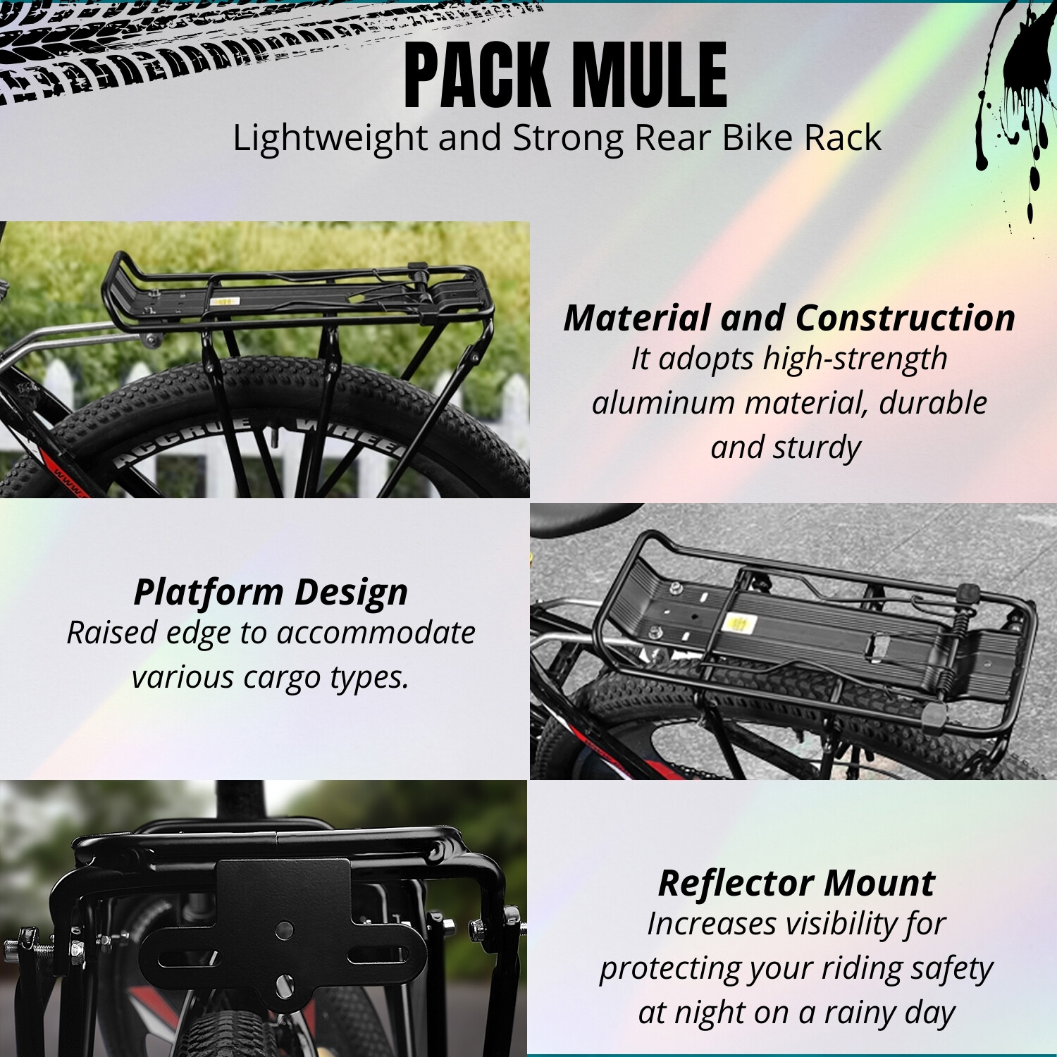 Bike Rear Rack Mount - Bicycle Back Seat Carrier Rack Aluminum for Road MTB Bike