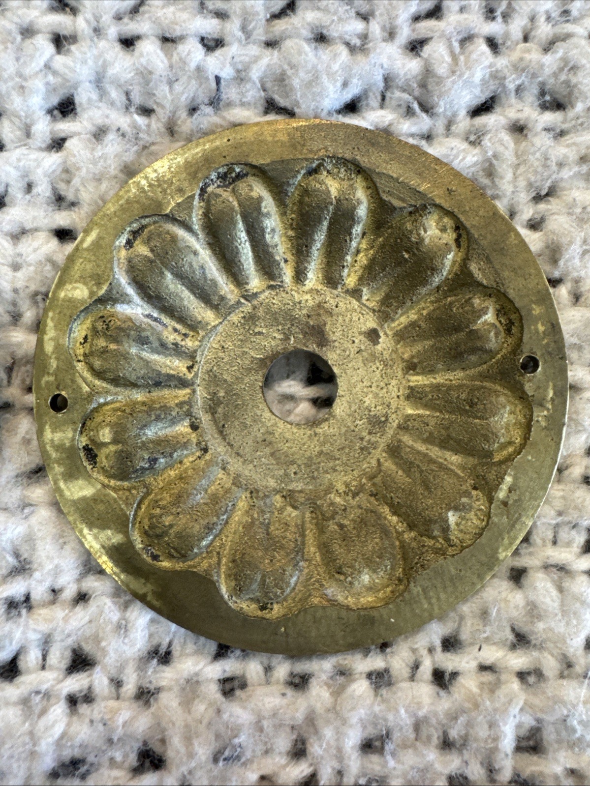 Vintage Ornate Solid Brass Door Knob, Portugal, Mid-Century, Floral Rosette