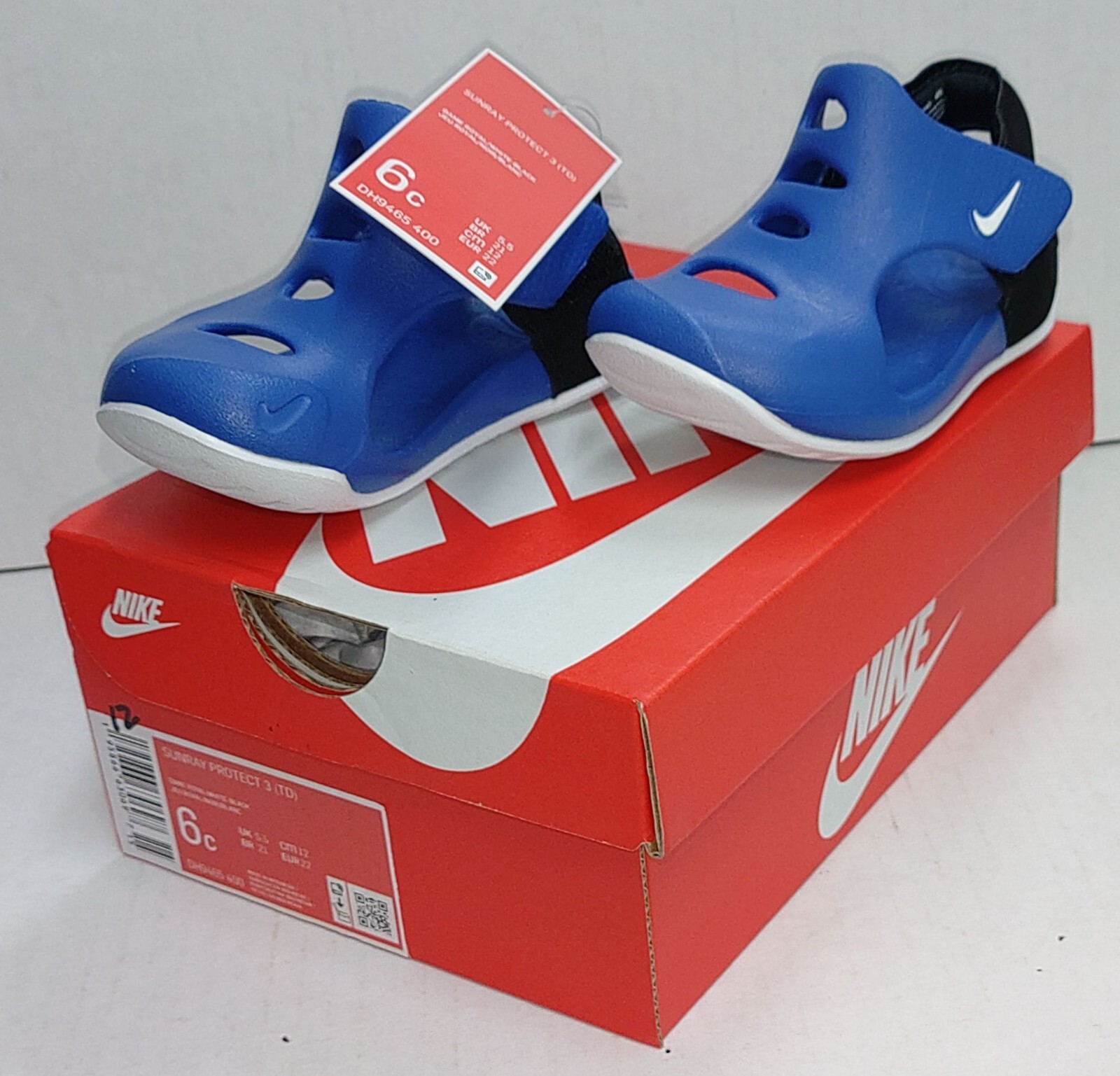 Nike Sunray Protect 3 (TD) Toddler Sandals Royal/White Black Size 6C DH9465-400