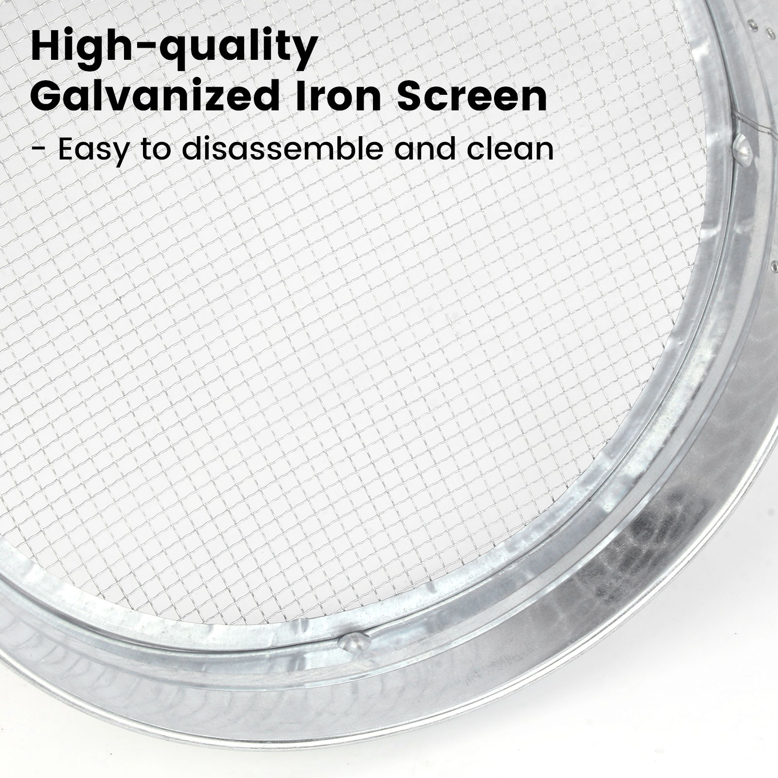 14" Stainless Steel Soil Sifter Soil Sieve with 6mm Mesh Screen For Gardening