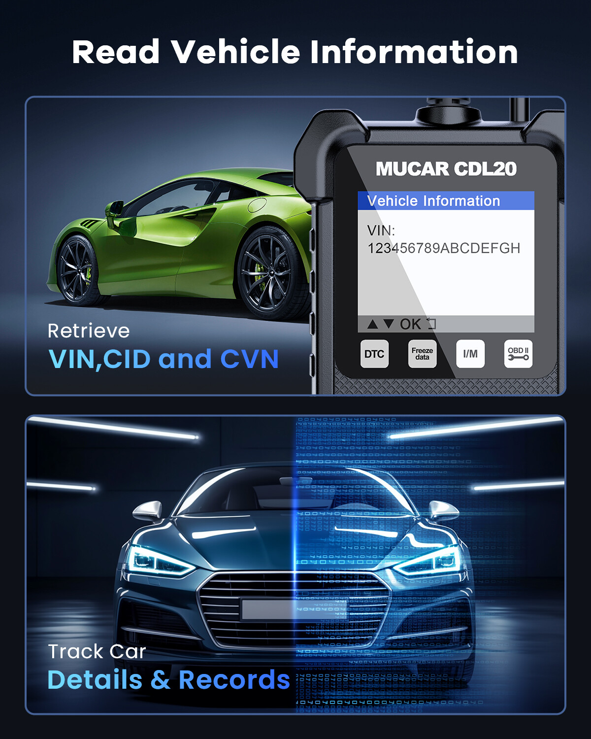 2024 MUCAR CDL20 Car OBD2 OBDII Fault Code Reader Engine Diagnostic Scanner Tool