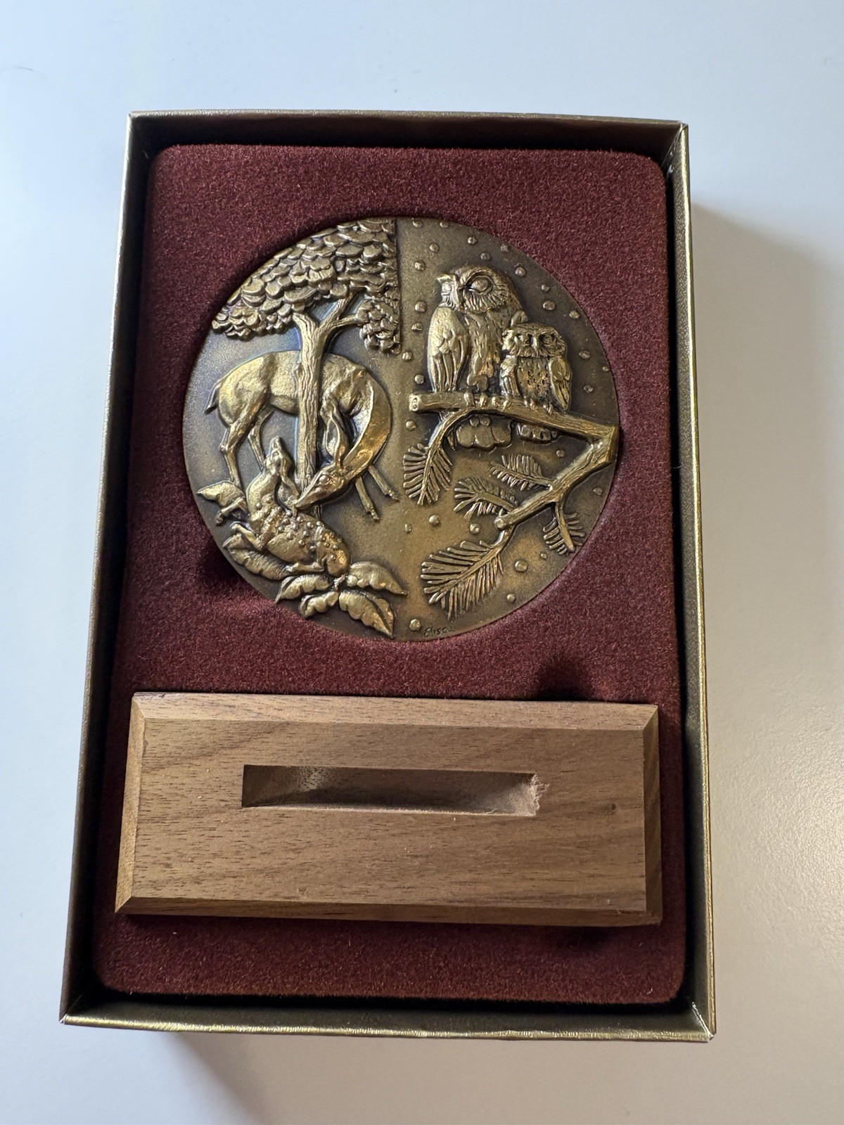 1991 "Forest Animals" Calendar 3" Bronze Medallion Medallic Art Co