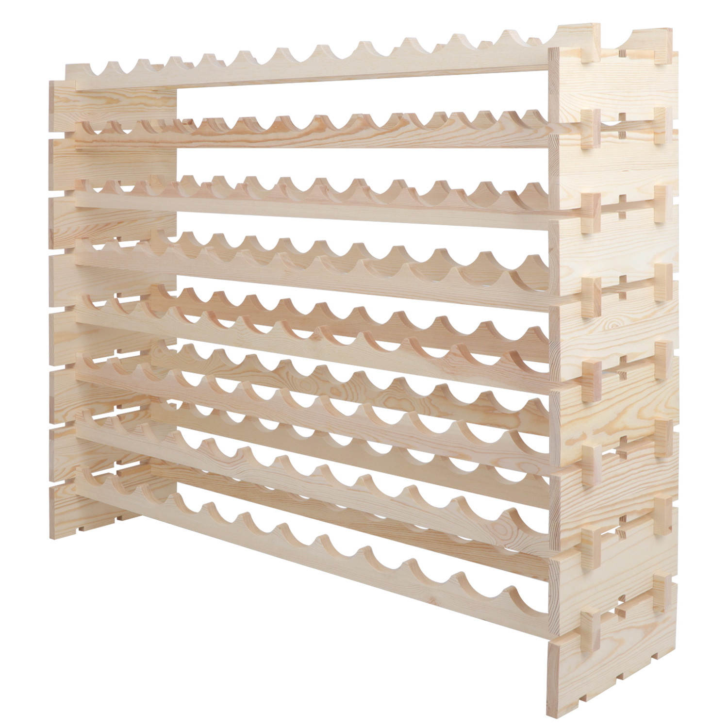 96 Bottles Holder Wine Rack Stackable Storage 8 Tier Solid Wood Display Shelves