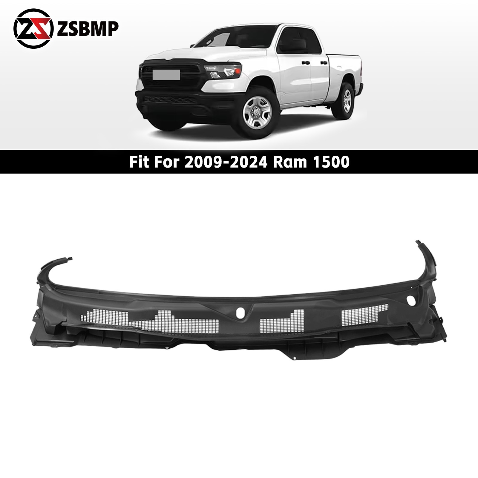 Front Grille Wiper Cowl Windshield Panel For 2009-2024 Dodge Ram 1500 2500 3500