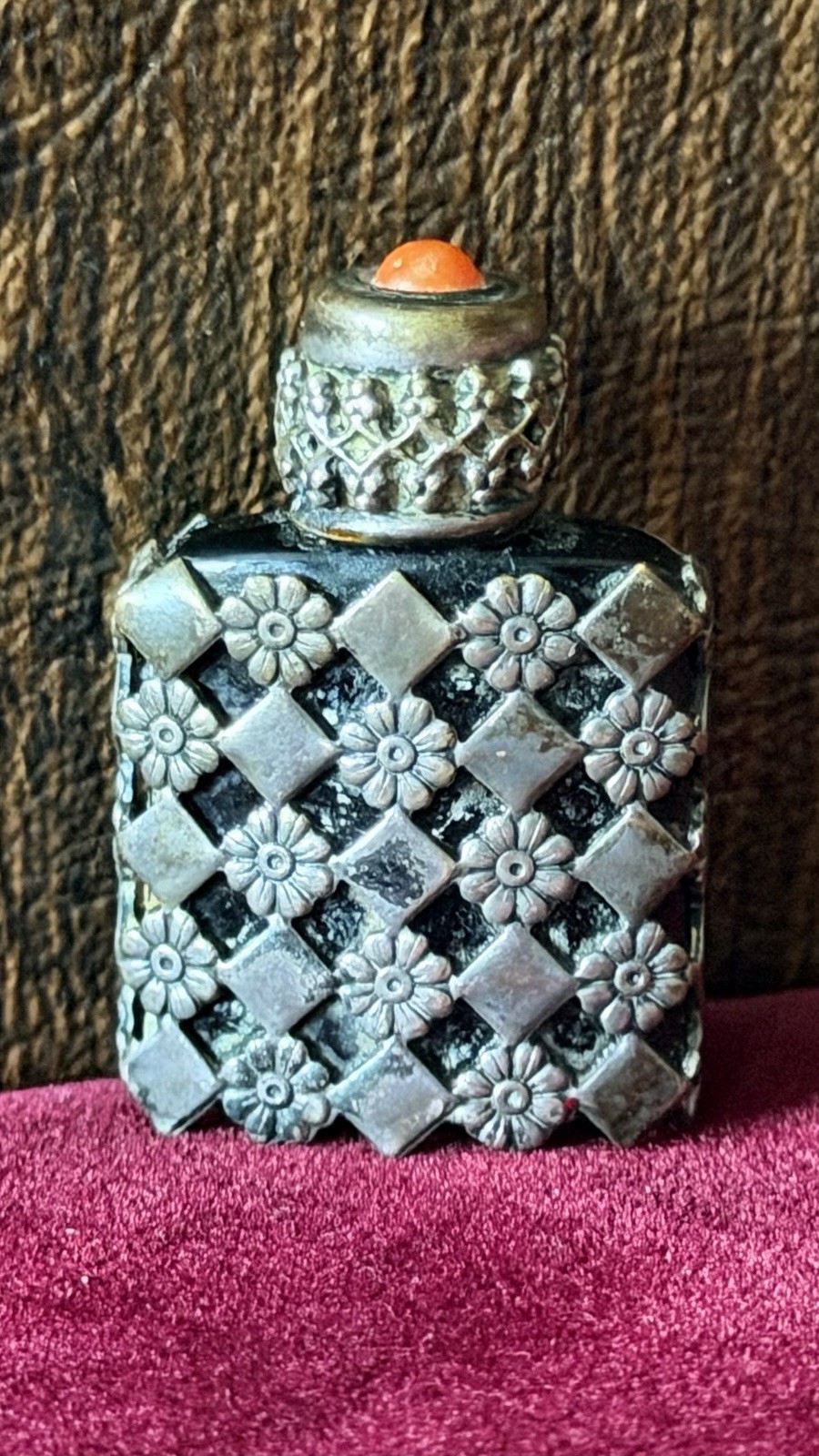 Vintage 1930s Miniature Perfume Bottle Sterling Silver Black Amethyst France