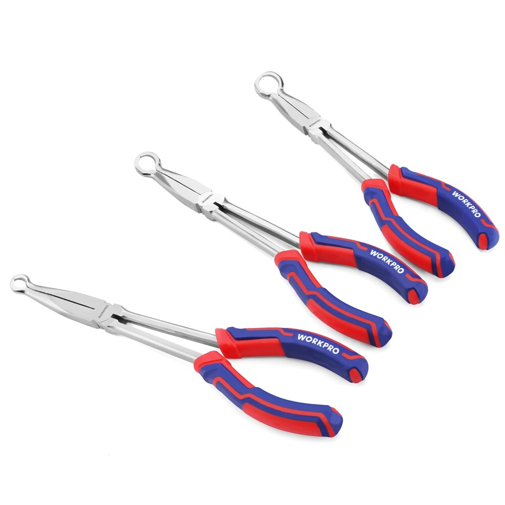 WORKPRO 3PC Long Reach Hose Grip Pliers Set 11" Ring Nose Hose Gripper Plier USA
