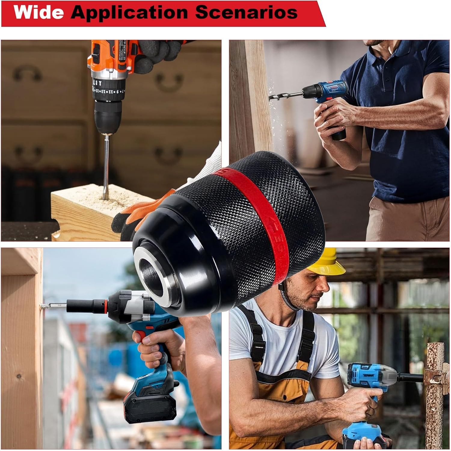 Metal Heavy Duty 1/2-20UNF 13mm Keyless Drill Chuck Hex Shank/SDS/Square Adaptor