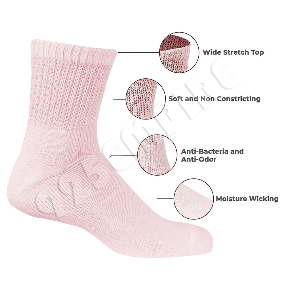 6 Pairs Mixed Women's Circulatory Cotton Diabetic Ankle Crew Socks Size 9-11