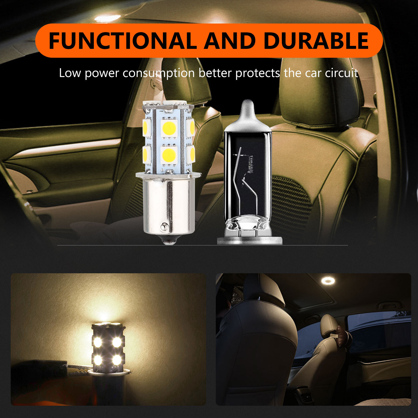 20x Warm White 1156 1141 13-SMD LED RV Camper Trailer Interior Light Bulb Bright