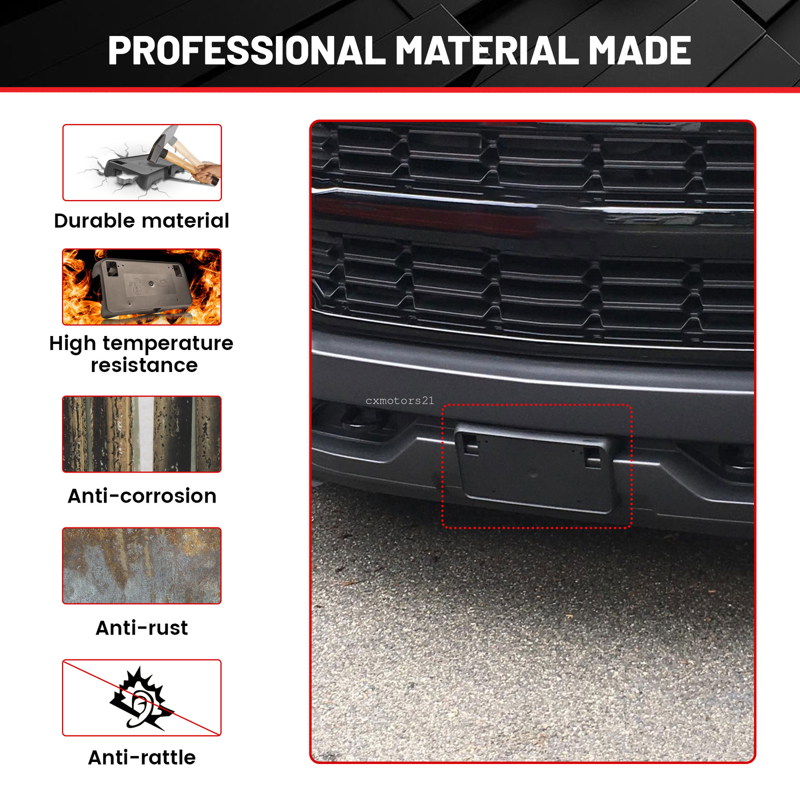 Front License Plate Bracket Mount Holder For 2016 2017 2018 Chevy Silverado 1500