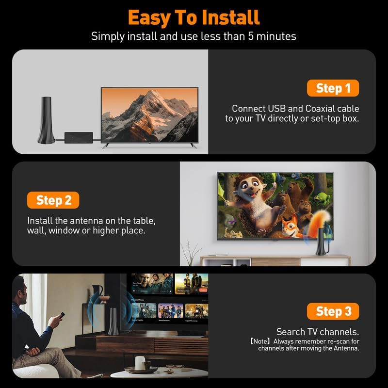 TV Antenna for Smart TV Without Cable with 560+ Miles Coverage Range,Amplified S