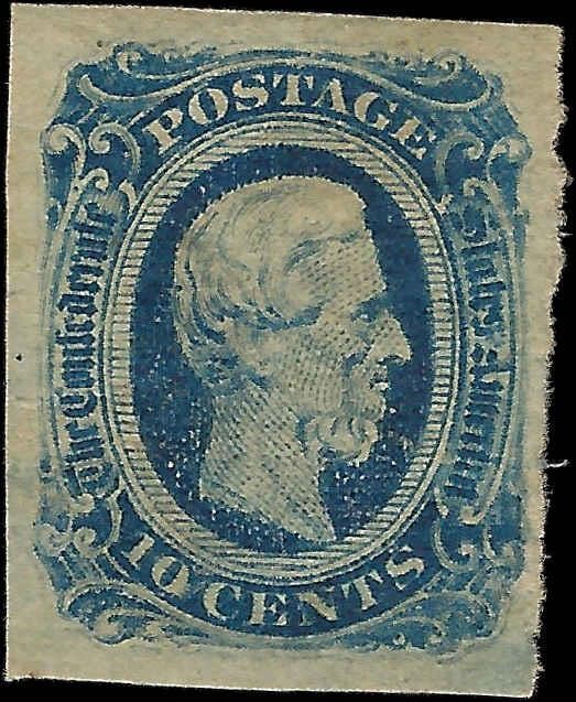 1863 USA 10c Civil War Confederate Stamp - CSA12 - MH, with Gum - Solid