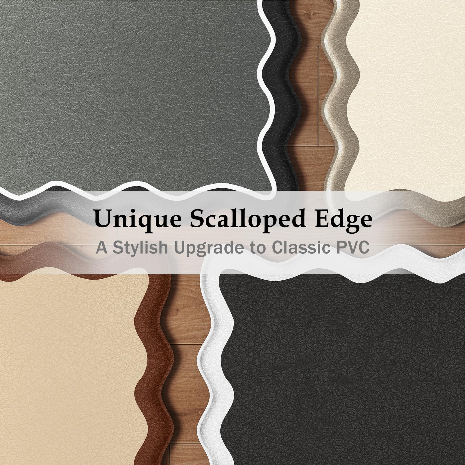 Arenarug Scalloped Black Gray 17.3"x30"+17.3"x47", Bi-tone-